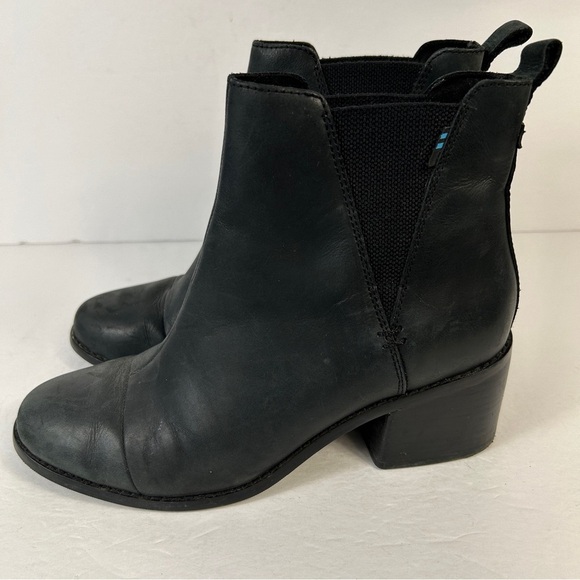 Toms Black Leather Ankle Booties 8.5 - Picture 6 of 9